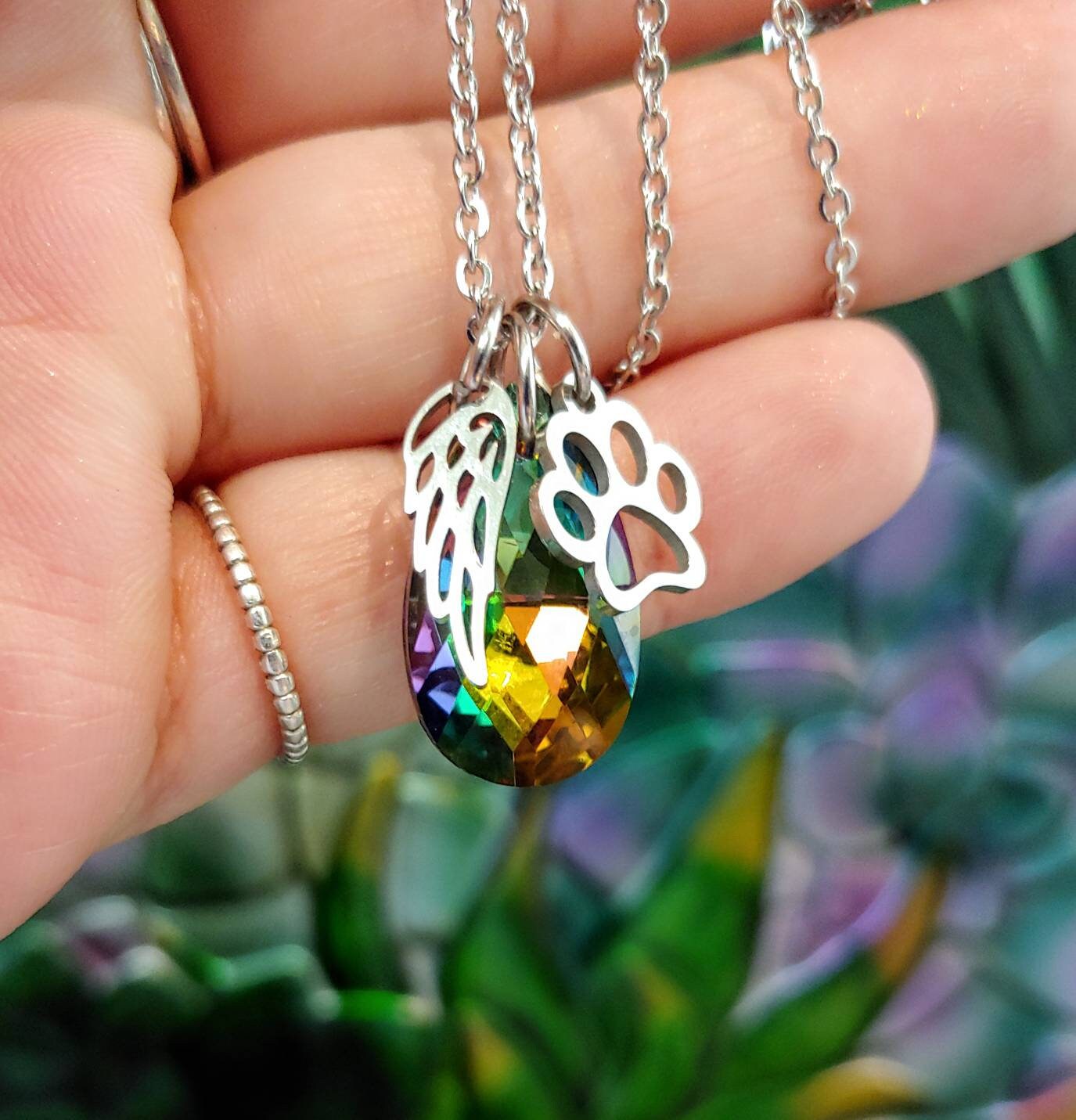 Rainbow Bridge Pet Keepsake Teardrop Necklace | Pet Memorial Jewelry ...
