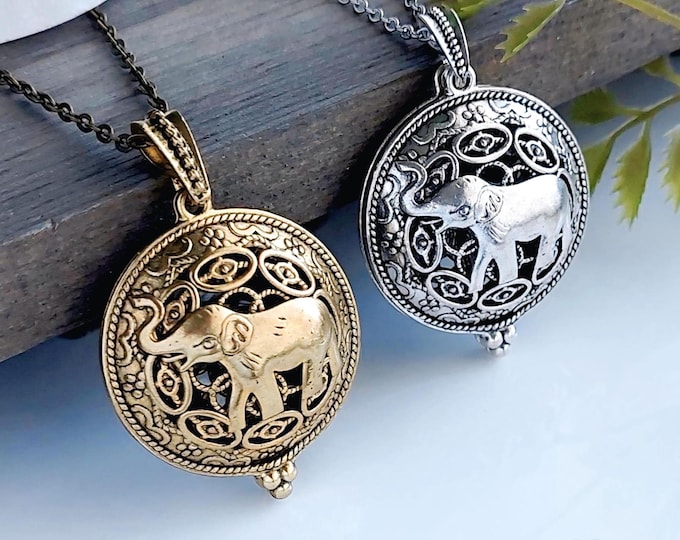 Elephant Urn Necklace to Put Ashes In : Fillable Glass Keepsake Pendant | Cremation Jewelry Locket