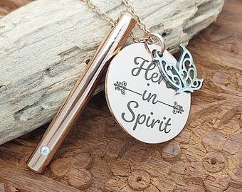 Rose Gold Cremation Ashes Necklace, Stainless Steel Urn Pendant, Memorial Jewelry with Butterfly Charm