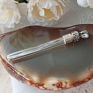Colgante de cristal de 5 cm de largo / Collar conmemorativo para cenizas, pelo de mascota, mechón de pelo, bigotes de gato / Joyería conmemorativa para cenizas / Joyería para urnas funerarias