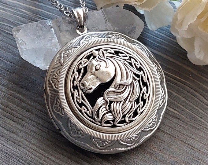 Horse Memorial Locket for Cremains or Horse Hair | Cremation Jewelry | Urn Necklace | Urn Pendant | Urn Jewellery for Ashes | Keepsake Gift