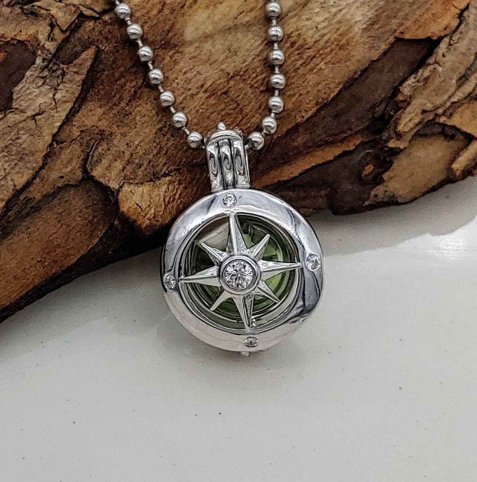 925 Sterling Silver Compass Locket Urn Necklace for Etsy