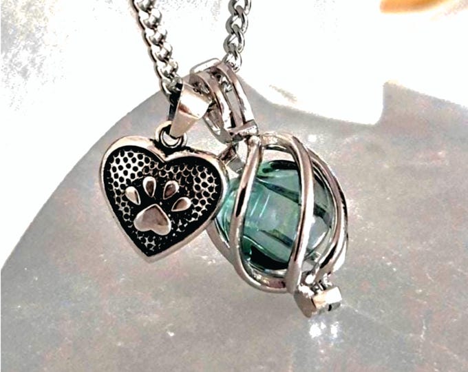 Sterling Silver Paw Print Locket Pet Ashes Jewelry | Dog Urn - Cat Urn Necklace | Keepsake Cremation Jewelry | Pet Memorial Jewellery