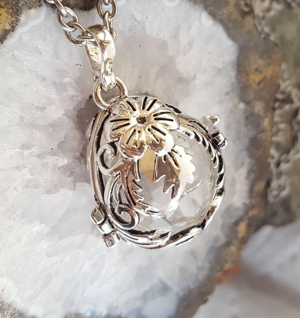 Floral Teardrop Glass Locket Hair Locket Memory Locket Keesake