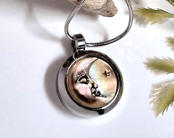 Crescent Moon Locket Necklace | Memorial Ashes Keepsake | Cremation Urn Jewelry | Celestial Gifts