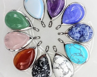 Crystal Teardrop Locket Necklace for Ashes | Keepsake Urn Jewellery | Cremation Jewelry Gifts for Women | Rose Quartz, Amethyst, Opalite