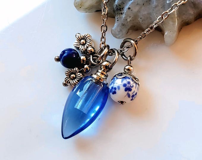 Forget Me Not Flower Urn Necklace | Cremation Ashes Jewelry, Memorial Keepsake Jewelry, Sympathy Gifts