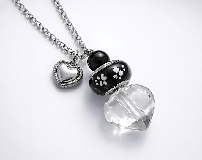 Paw Print Pet Ashes Necklace, Cremation Ash Pendant, Handmade Urn Jewelry, Cat Urn, Dog Urns