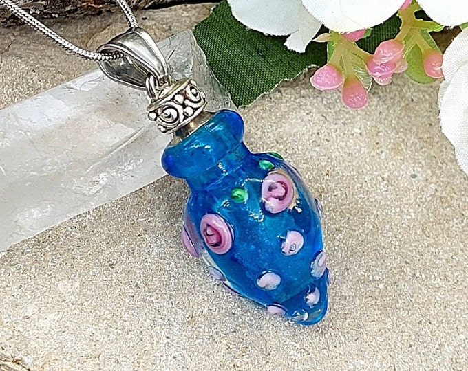 Keepsake Glass Rose Bud Urn Necklace Pendant • Memorial Cremation Jewelry • Urn Jewellery • Cremation Necklace | Ash Holder Jewelry Gifts