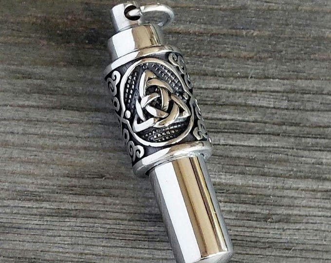 Viking Style Jewelry for Ashes | Unique Urn Locket Necklace for Men | Stainless Steel Memorial Pendant for Cremains | Cremation Jewellery