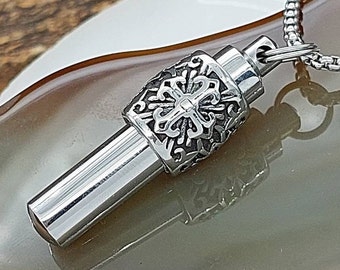 Celtic Cross Urn Necklace : Stainless Steel Cremation Jewelry for Men or Women | Ashes Keepsake Pendant | Sympathy Gift