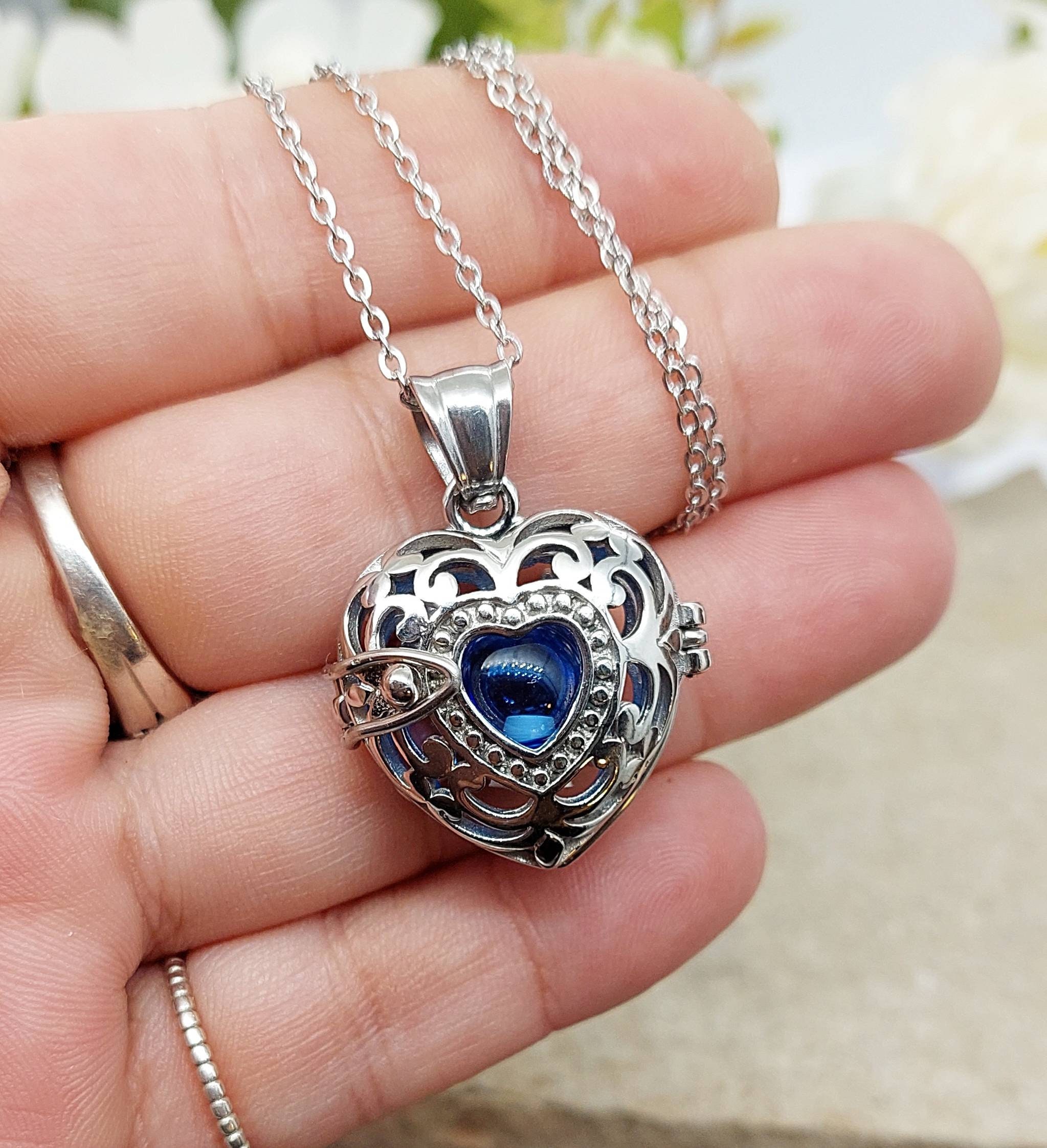 Stainless Steel Heart Locket Ashes Necklace Cremation Jewelry