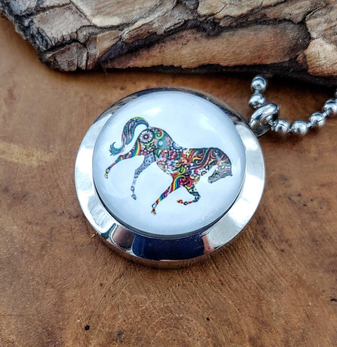 Horse Locket Colorful Horse Urn Necklace for Ashes Lock of Etsy