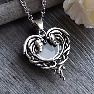 Horse Memorial Jewelry Keepsake Locket | Urn Necklace for Cremation Ashes or Horse Hair | Stallion, Mustang, Horse Jewellery Gifts