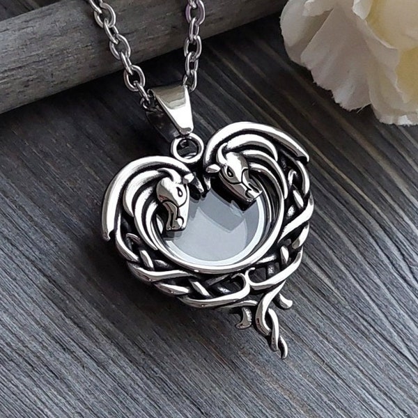 Horse Memorial Jewelry | Urn Necklace for Cremains | Horse Hair Locket | Cremation Ashes Jewelry | Stallion, Mustang, Horse Keepsake Gifts