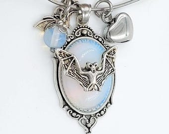Vampire Bat Urn Pendant Necklace for Ashes | Cremation Jewelry | Amulet for Cremains | Urn Jewelry | Memorial Ash Funeral Jewelry Halloween