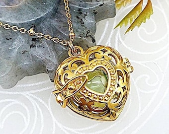 Gold Heart Locket | Ashes Necklace | Stainless Steel Cremation Jewelry | Fillable Jewelry | Heart Urn Pendant | Small Urn for Ash | Sympathy
