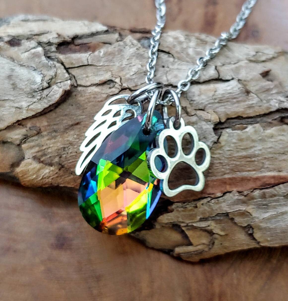 Rainbow Bridge Pet Keepsake Teardrop Necklace | Pet Memorial Jewelry ...