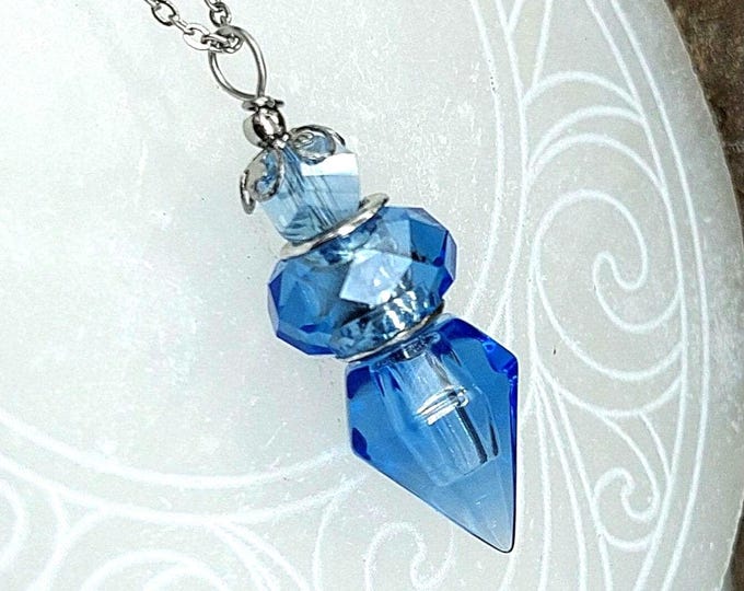 Blue Glass Urn Necklace : Keepsake Ashes Pendant | Memorial Jewellery | Cremation Jewelry | Sympathy Gifts