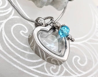 Small Glass Heart Locket Urn Necklace for Ash or Hair | Cremation Jewelry for Women | Heart Urn Pendant | Ashes Keepsake Ash Holder Jewelry