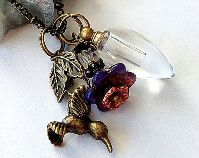 Hummingbird Urn Necklace | Cremation Ashes Jewelry | Memorial Jewellery Keepsake Urn Pendants | Sympathy Gift for Her
