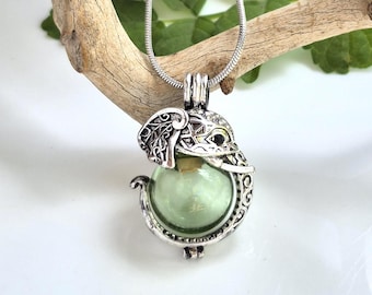 Fillable Elephant Locket Necklace | Glass Orb Cremation Urn Jewelry | Ashes Keepsake Memorial Jewellery