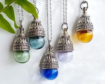 Glass Urn Necklace for Ashes | Handmade Cremation Jewelry | Keepsake Gifts for Her | Urn Pendant for Cremains | Memorial Jewelry