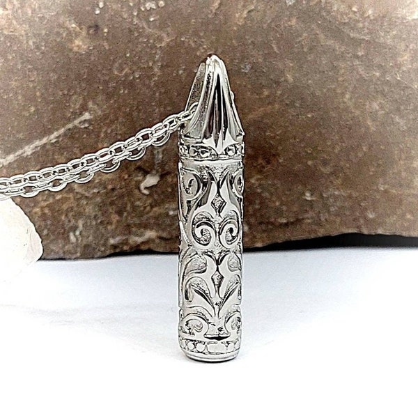 Stainless Steel Urn Necklace for Human Ashes | Vintage Inspired Cremation Jewelry | Memorial Gifts Men or Women | Sympathy &  Remembrance