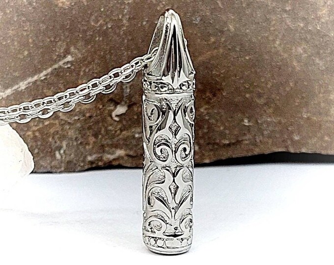 Stainless Steel Urn Necklace for Human Ashes | Vintage Inspired Cremation Jewelry | Memorial Gifts Men or Women | Sympathy &  Remembrance