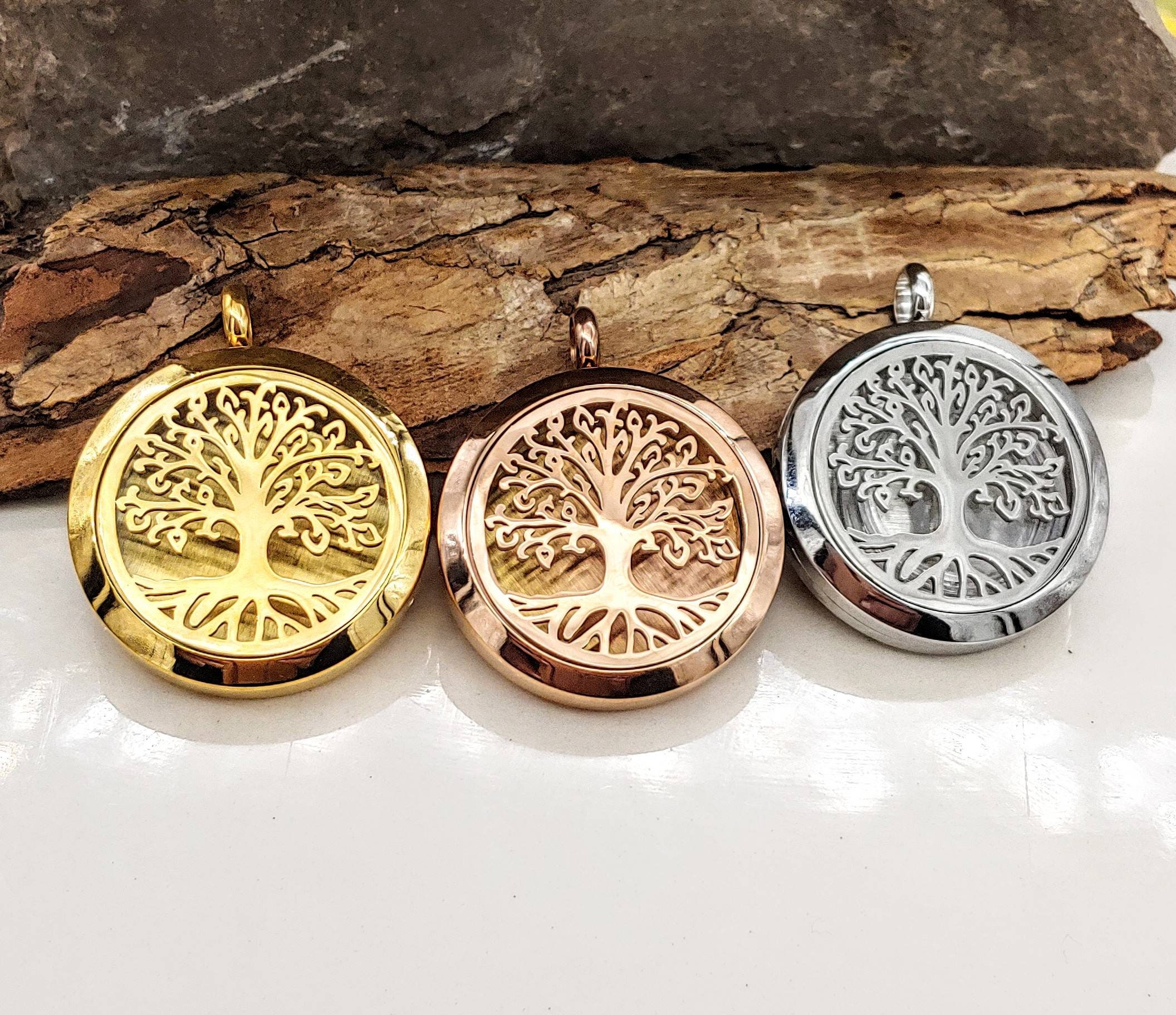 Tree of Life Cremation Jewelry Locket Urn Necklace for Ashes, Lock of