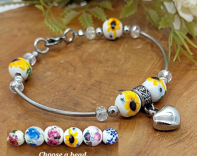 Bracelet for Ashes | Sunflower Urn  Bracelet | Memorial Ash Jewelry | Cremation Jewelry Bracelets | Garden, Nature, Flowers, Starfish Urn