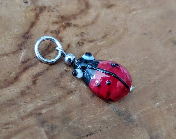 Lampwork Glass Ladybug Charm