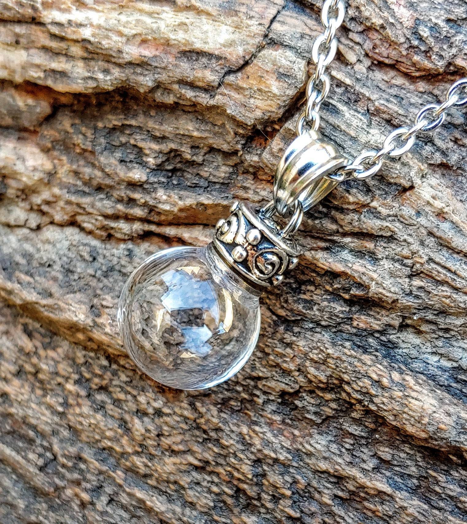 Fillable Glass Locket Hair Locket Glass Urn Necklace Ash Etsy