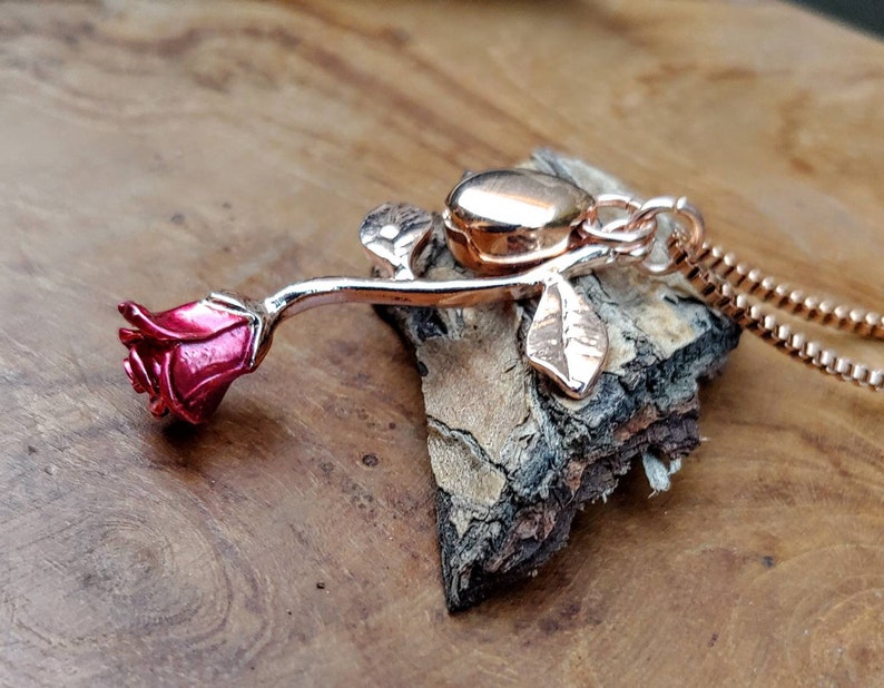 Cremation Jewelry Urn Jewelry Red Rose Gold Tear Urn Necklace for Ashes Ash Urn Necklace Teardrop Urn Pendant