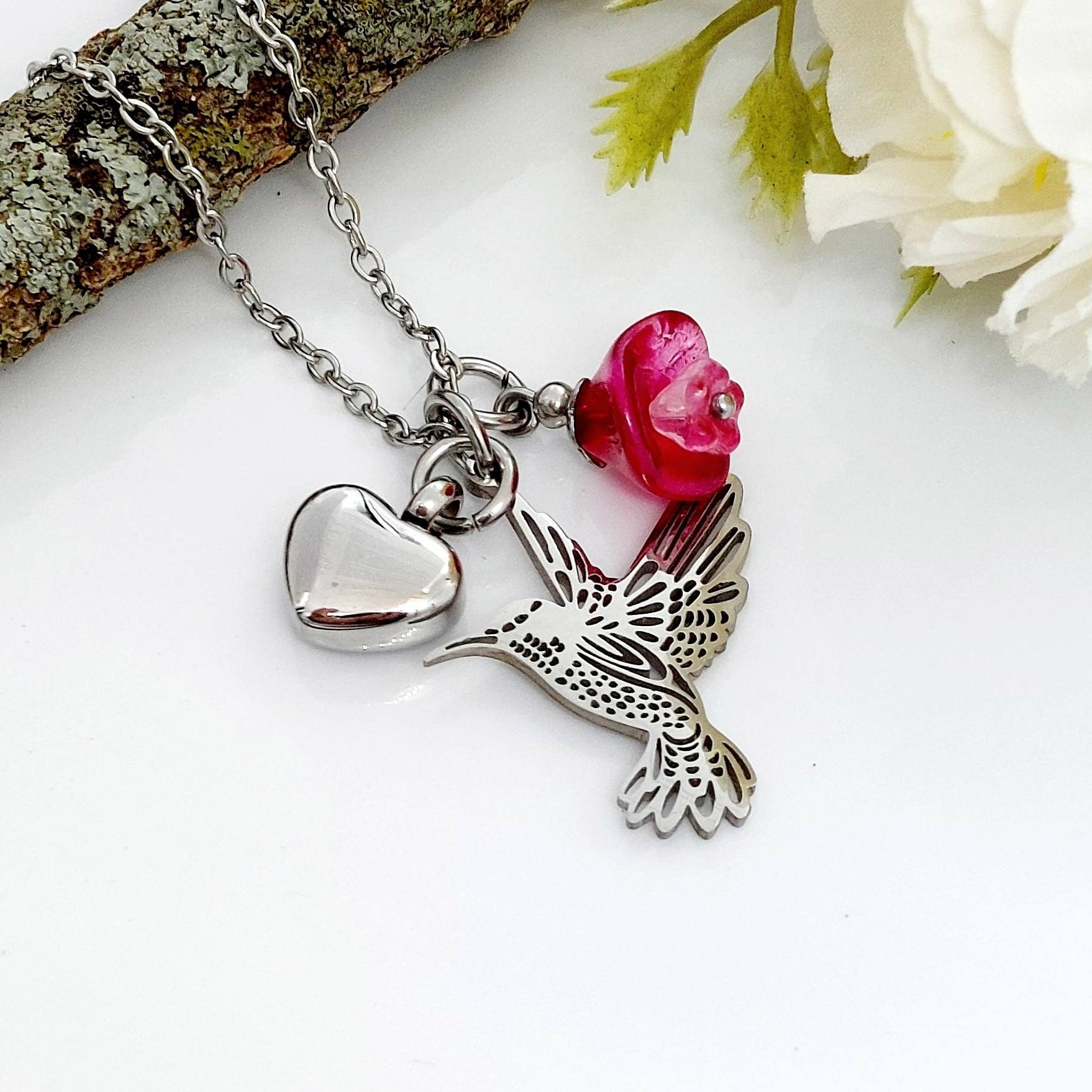 Hummingbird urn deals necklace