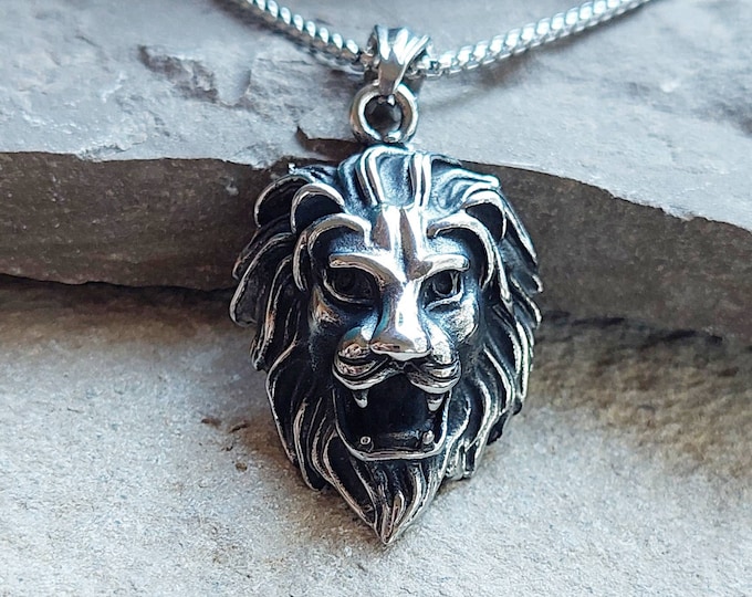 Lion Cat Memorial Jewelry Pendant for Cremains Urn Necklace | Stainless Steel Cremation Jewelry for Ashes | Keepsake Gifts for Him or Her