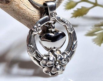 Sterling Silver Cremation Urn Pendant: Forget Me Not Flower Urn Necklace, Ashes Keepsake, Memorial Sympathy Gifts