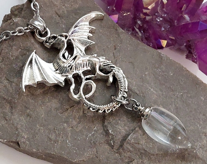 Dragon Urn Necklace for Ashes, Cremains of Loved One | Dragon Keepsake Ashes Jewelry | Memorial, Cremation Jewelery | Sympathy Gift