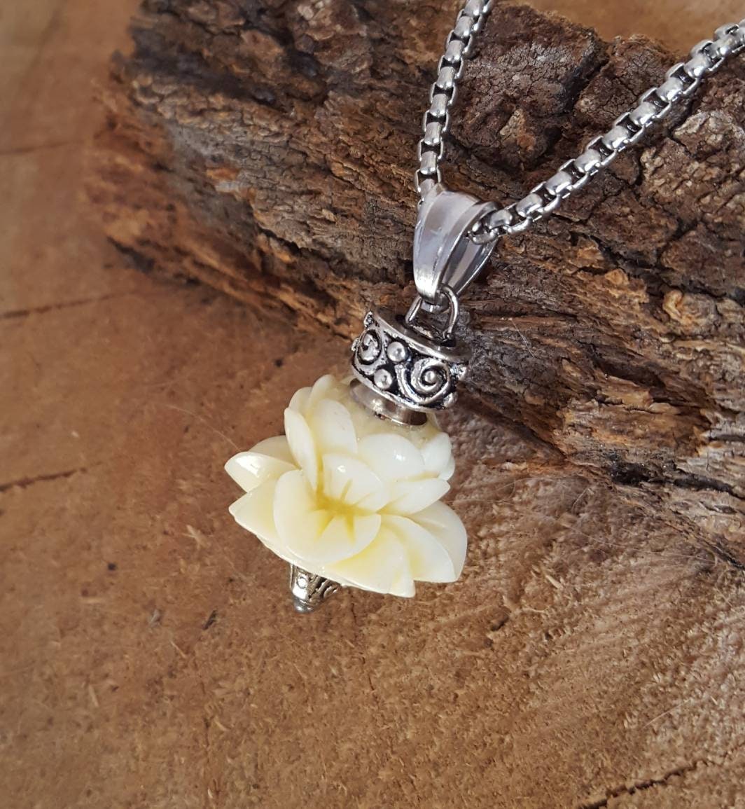 Lotus Flower Urn Pendant Keepsake Necklace Urn Jewelry Cremation