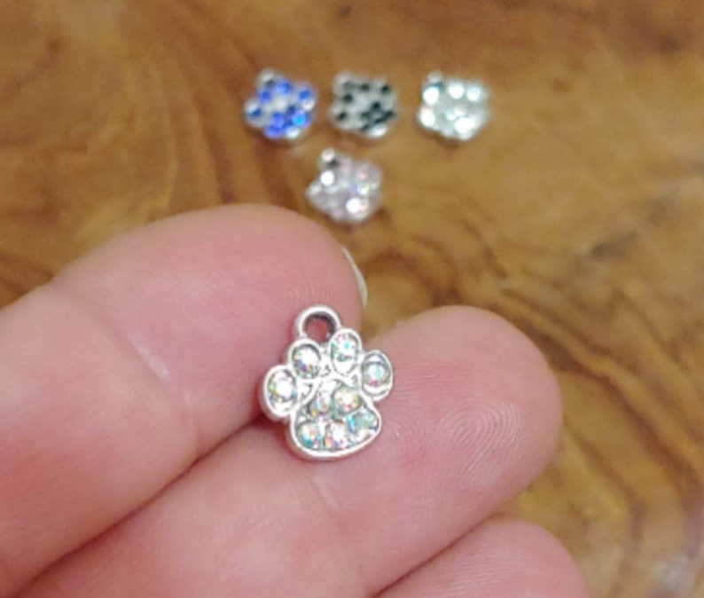 Crystal Paw Print Charm