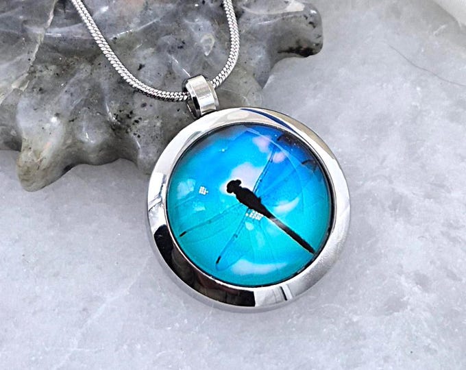 Dragonfly Urn Locket Necklace, Memorial Ash Keepsake, Cremation Jewelry