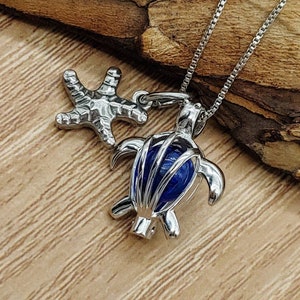 Sterling Silver Turtle Urn Locket Ashes Necklace | Beach Jewelry | Sand Urn Keepsake | Sea Turtle Necklace | Cremation Jewelry Pendant Gift