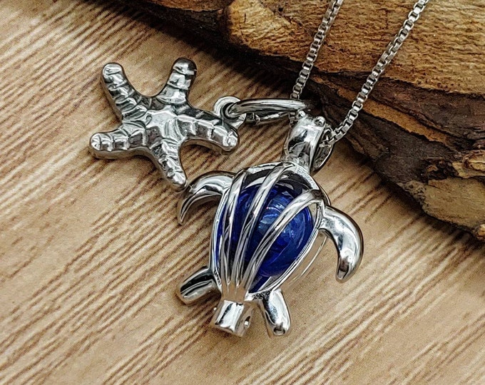 Sterling Silver Turtle Urn Locket Ashes Necklace | Beach Jewelry | Sand Urn Keepsake | Sea Turtle Necklace | Cremation Jewelry Pendant Gift