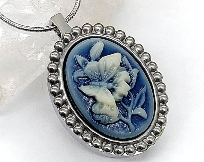 Blue Butterfly Keepsake Urn Necklace for Ashes | Urn Jewelry | Memorial Cremation Jewelry | Loss of Loved One Gift | Mom, Daughter, Grandma