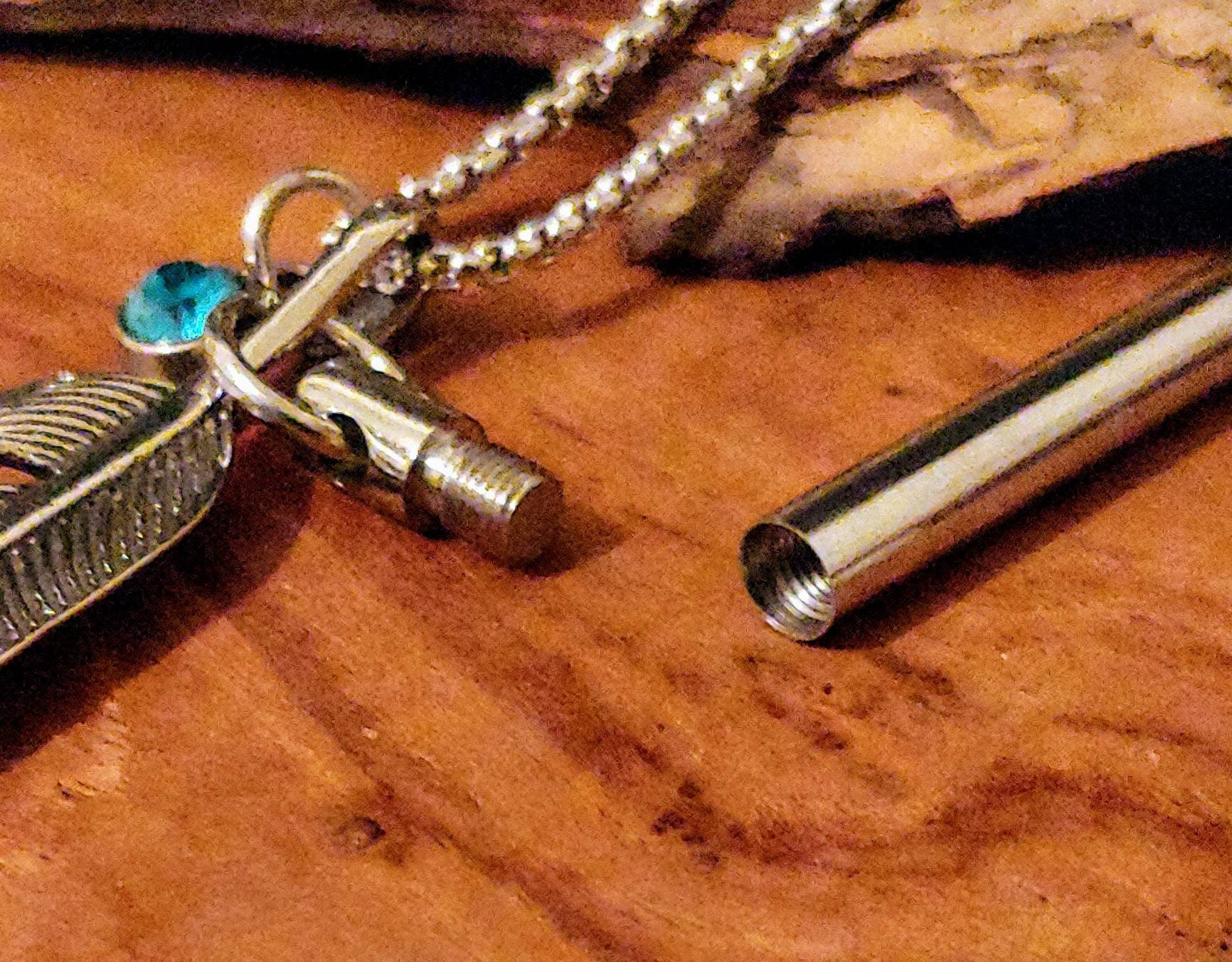 Stainless Steel Feather Memorial Urn Pendant Feather Urn Necklace Cremation Jewelry Ash or Hair Locket Necklace Cremation Necklace