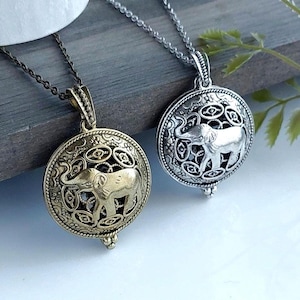 Elephant Locket Necklace for Ashes, Locks of Hair, Dried Flowers