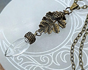 Bronze Leaf Urn Necklace : Vintage inspired Cremation Jewelry | Keepsake Ashes Jewellery | Teardrop Urn Pendant | Sympathy Gifts