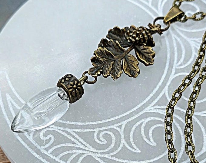 Bronze Leaf Urn Necklace : Vintage inspired Cremation Jewelry | Keepsake Ashes Jewellery | Teardrop Urn Pendant | Sympathy Gifts