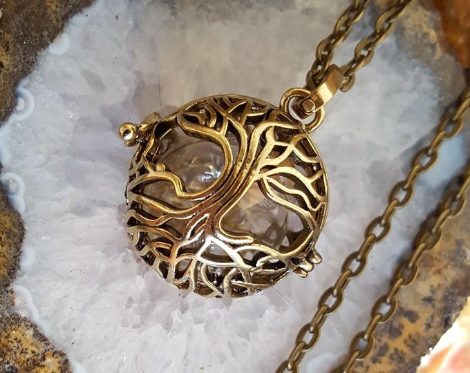 Bronze Tree of Life Urn Locket Necklace with Glass Orb | Cremation Urn | Keepsake Jewelry | Cremation Jewelry | Memorial Urn Necklace