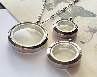 Stainless Steel Glass Locket Necklace: Keepsake Ashes Pendant | DIY | Memorial Jewellery